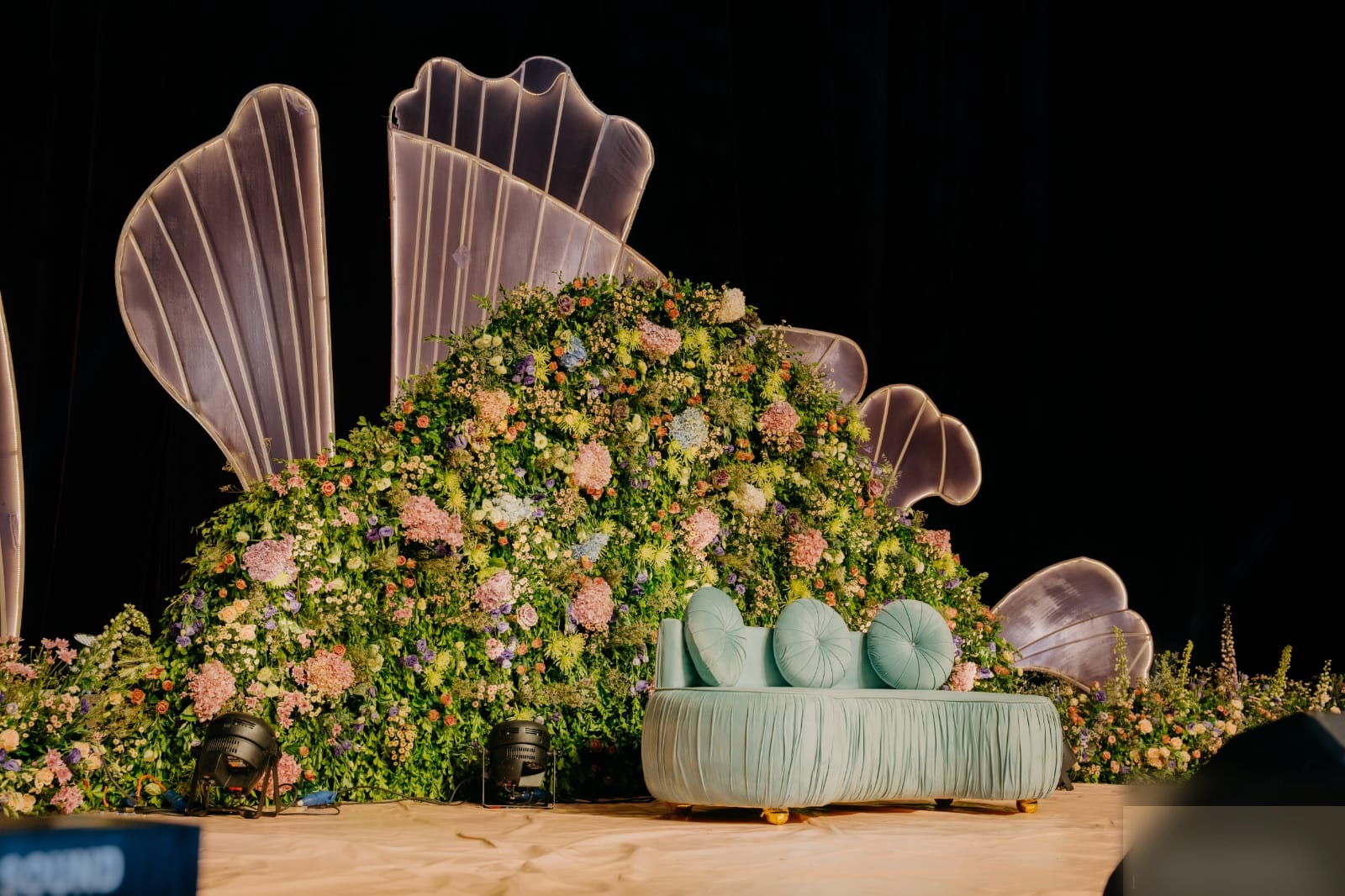 Sri Events floral stage and sofa decor