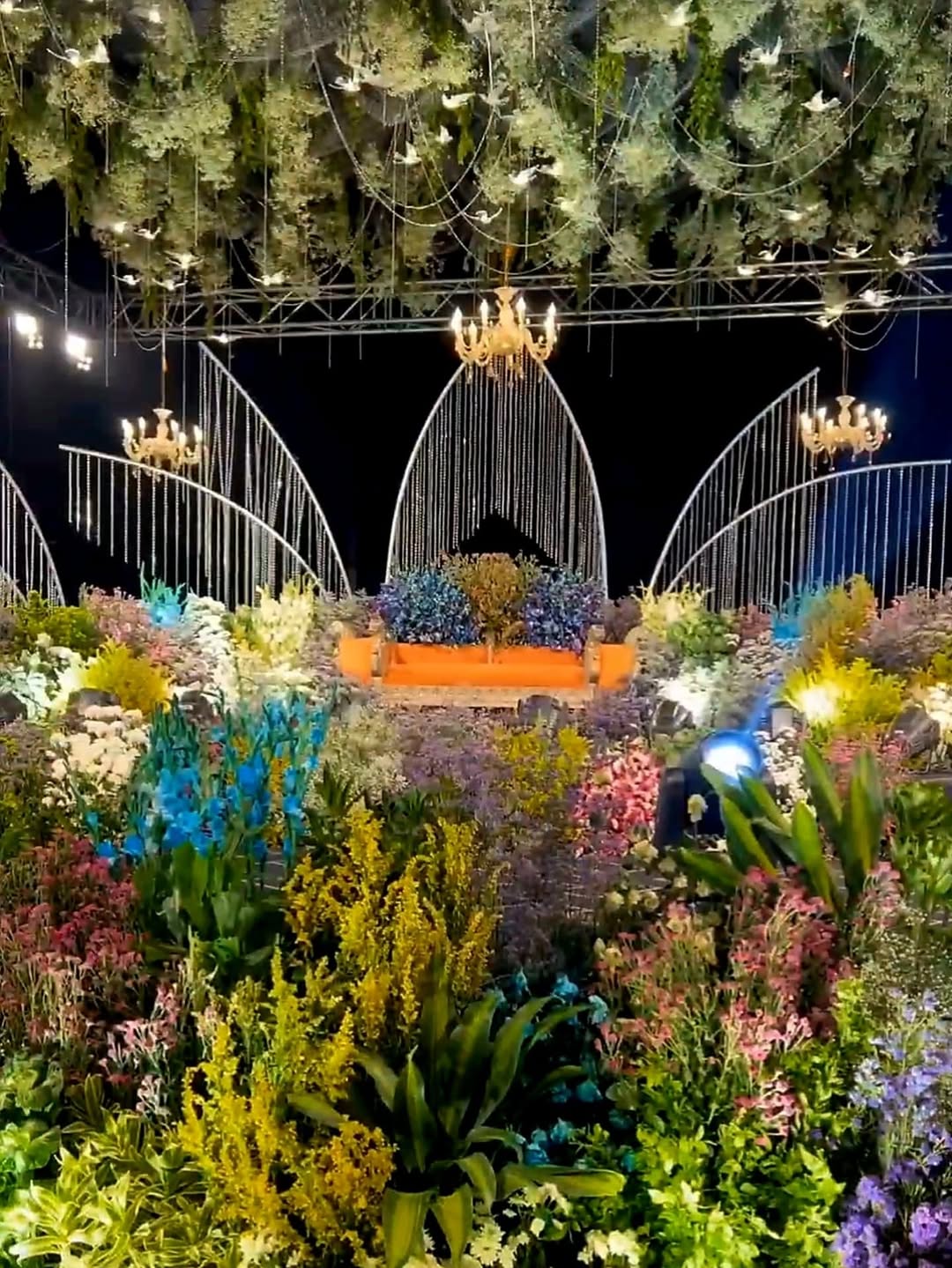 Floral garden stage designed by Sri Events